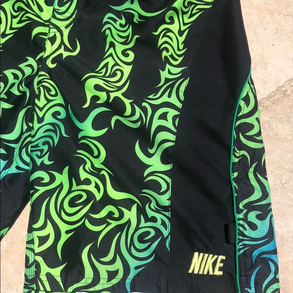 Nike Green Flames Swim Trunks with Liner - Picture 2 of 9